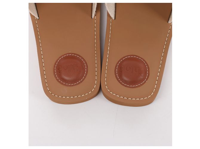 Chloé Sandali Chloe Woody in tessuto Beige 223252, Taglia EU 37 - vista 9