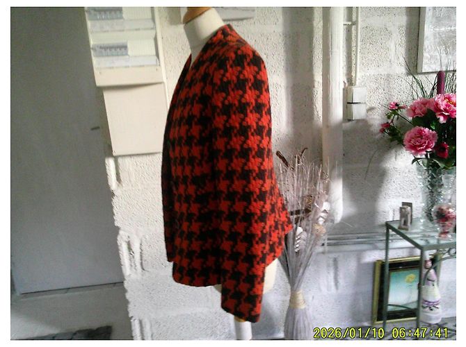 Autre Marque ATIAN Orange and Black Houndstooth Wool Short Jacket - view 4