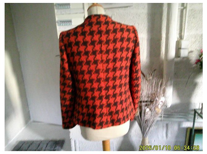Autre Marque ATIAN Orange and Black Houndstooth Wool Short Jacket - view 5