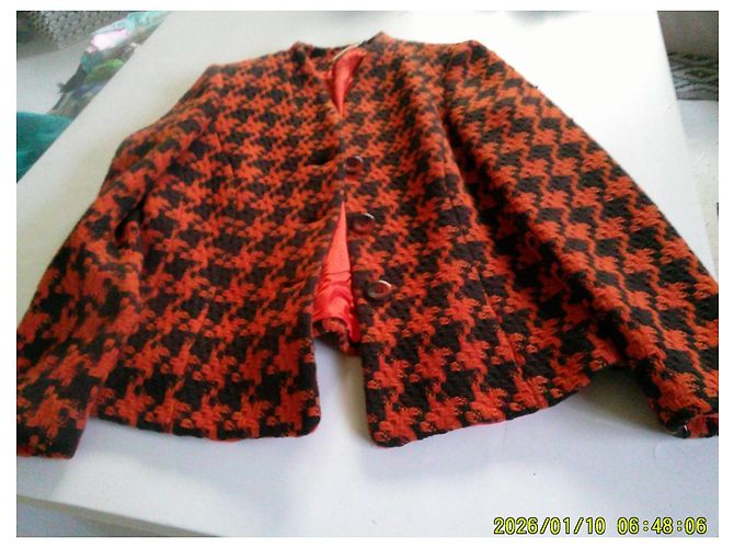 Autre Marque ATIAN Orange and Black Houndstooth Wool Short Jacket - view 6