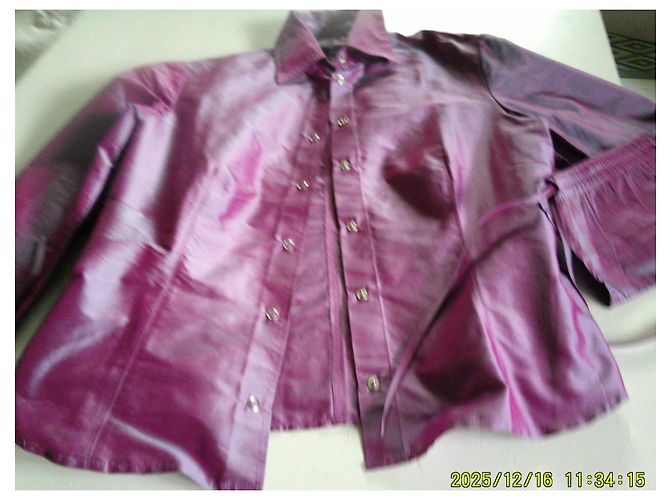 Autre Marque Chiara D'Este Conjunto de Camisa y Pantalón de Seda Violeta - vista 5