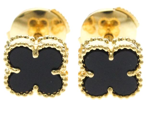 Van Cleef & Arpels Sweet Alhambra Onyx Gelbgold Ohrstecker - Ansicht 11