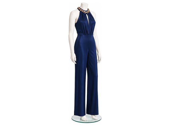 Tuta Jenny Packham in viscosa blu navy - vista 2