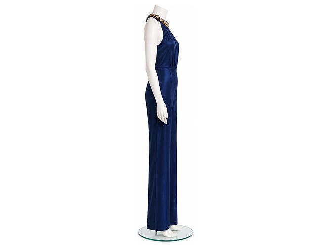 Tuta Jenny Packham in viscosa blu navy - vista 3