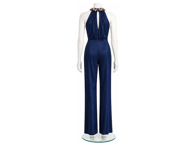 Tuta Jenny Packham in viscosa blu navy - vista 4