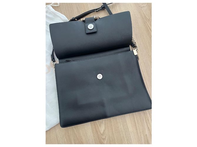 Chloé Bolsa de ombro Faye em couro e camurça preta - vista 3