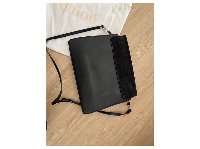 Chloé Bolsa de ombro Faye em couro e camurça preta - vista 5