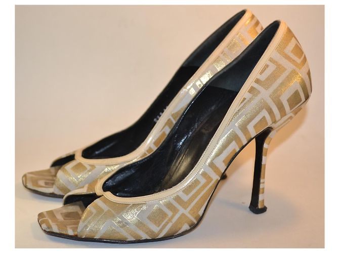 Gianni Versace Gold-Weiße Leder Pumps - Ansicht 2