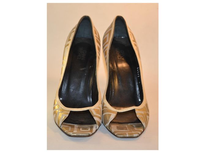 Gianni Versace Gold-Weiße Leder Pumps - Ansicht 3