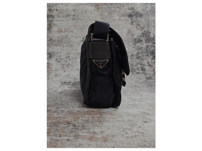 Borsa a tracolla Prada Milano in nylon nero - vista 8