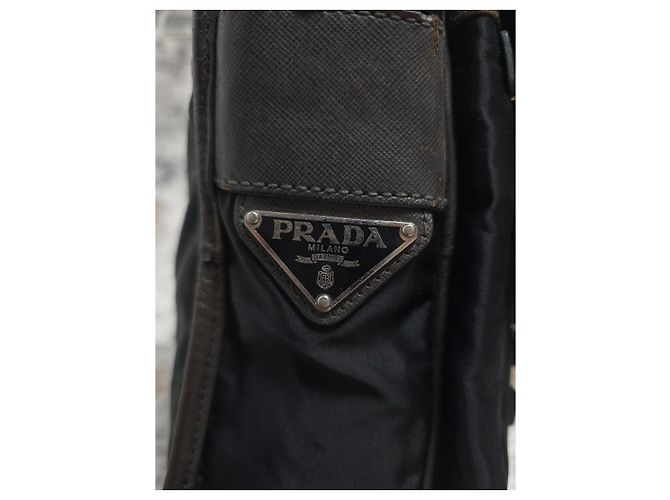 Borsa a tracolla Prada Milano in nylon nero - vista 9