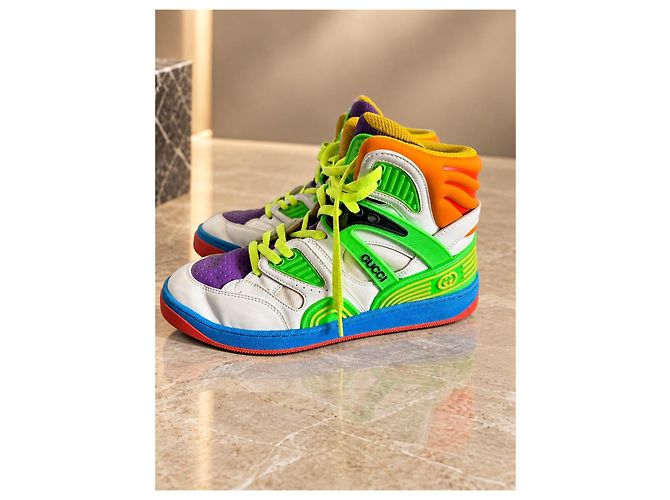 Gucci Basket Mehrfarbige Leder High-Top Sneaker - Ansicht 2