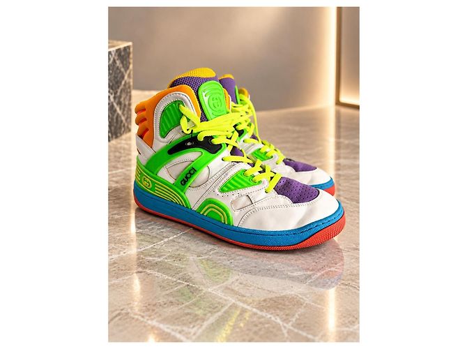 Gucci Basket Mehrfarbige Leder High-Top Sneaker - Ansicht 5