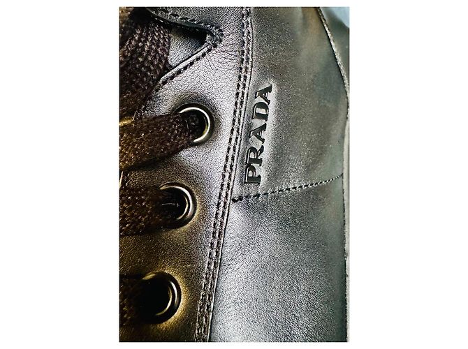 Prada Sneaker alte in pelle nera - vista 11