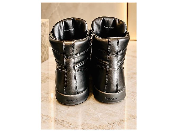 Prada Sneaker alte in pelle nera - vista 5