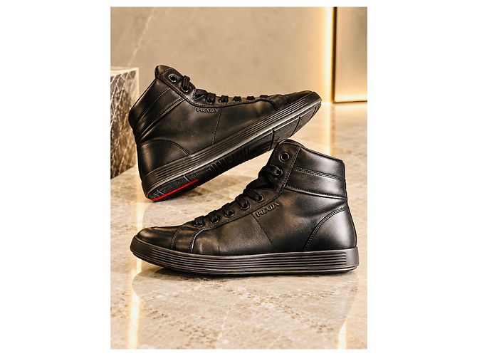 Prada Sneaker alte in pelle nera - vista 7
