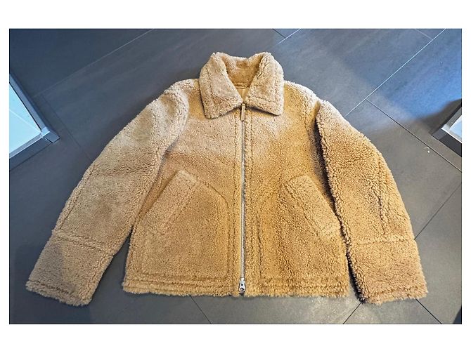 Autre Marque GANT Men's Shearling Leather Jacket - Warm Khaki - view 2