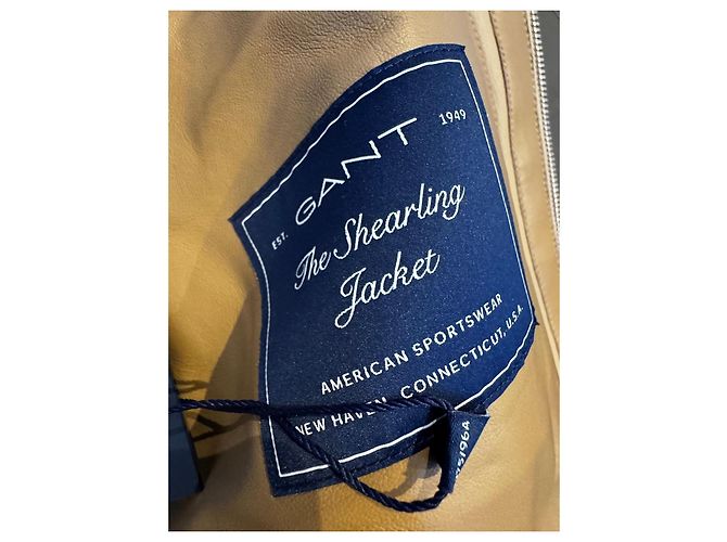 Autre Marque GANT Men's Shearling Leather Jacket - Warm Khaki - view 5