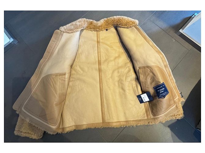 Autre Marque GANT Men's Shearling Leather Jacket - Warm Khaki - view 6