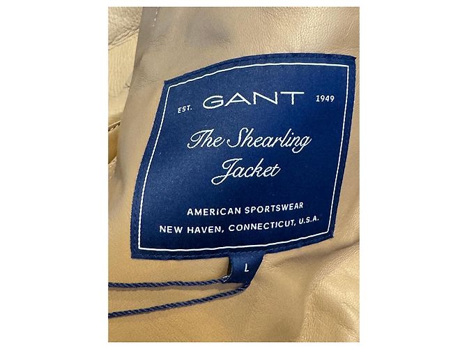 Autre Marque GANT Men's Shearling Leather Jacket - Warm Khaki - view 8