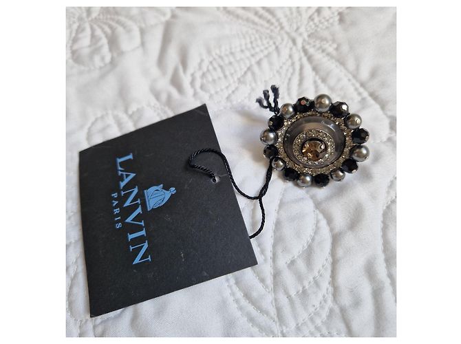 Lanvin Ring mit Perlen und schwarzen Steinen - Ansicht 2