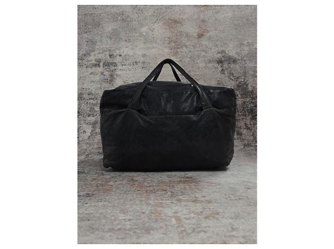 Ann Demeulemeester Black Leather Tote Duffle Bag - view 2