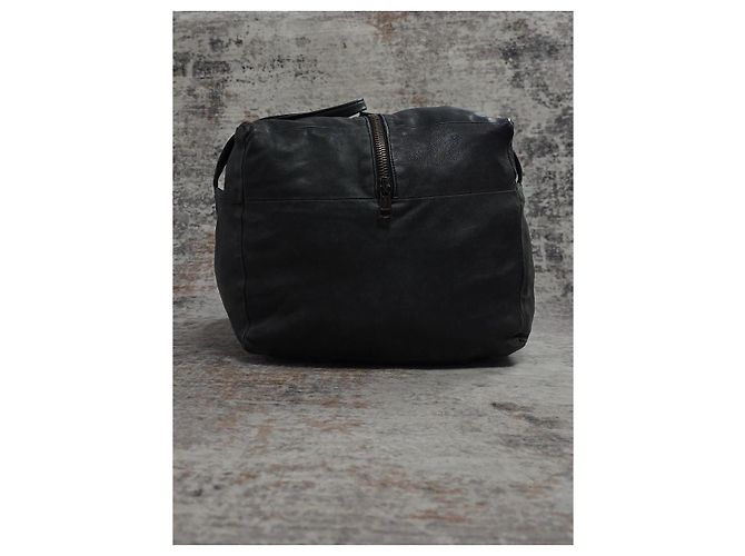 Ann Demeulemeester Black Leather Tote Duffle Bag - view 3