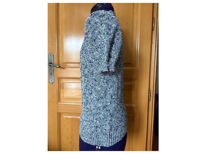 Courreges Courrèges Twin Set en maille bleu et blanc - vue 5