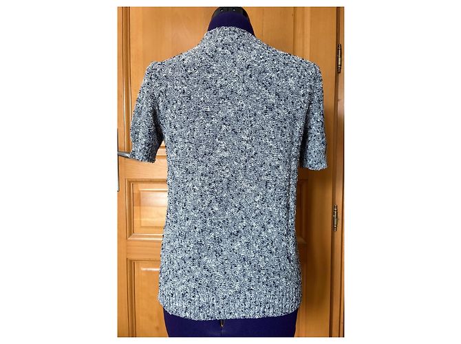 Courreges Courrèges Twin Set en maille bleu et blanc - vue 6