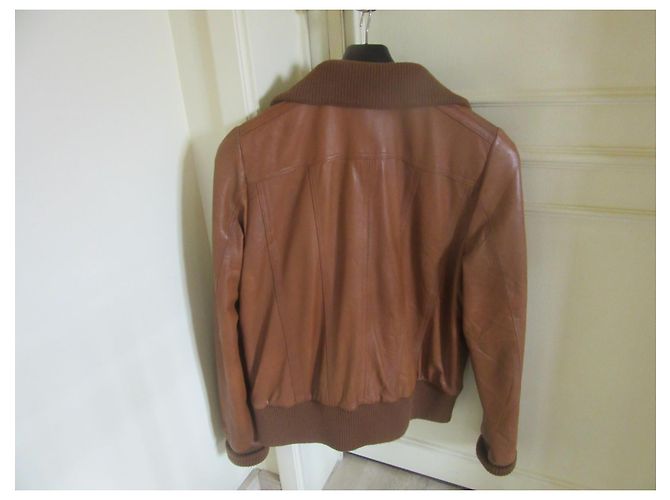 Autre Marque Talking French Brown Leather Bomber Jacket - view 11