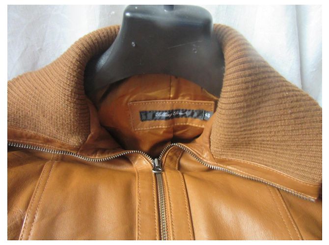Autre Marque Talking French Brown Leather Bomber Jacket - view 4
