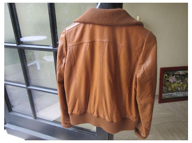 Autre Marque Talking French Brown Leather Bomber Jacket - view 6