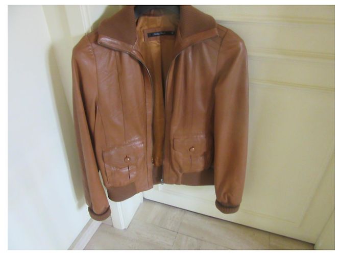 Autre Marque Talking French Brown Leather Bomber Jacket - view 9