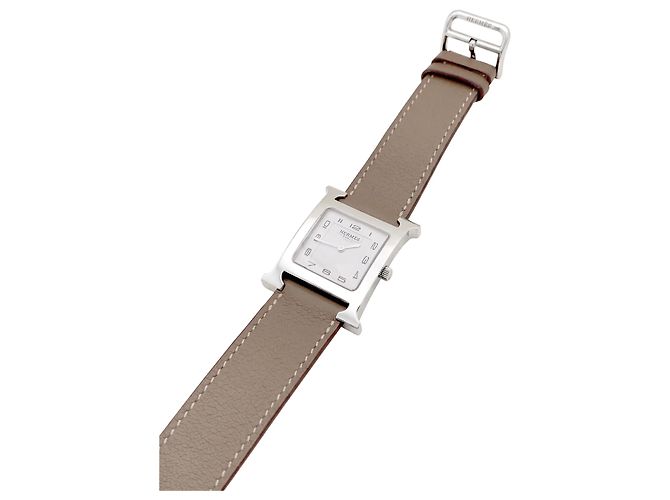 Relógio Hermès, "Heure H", aço com couro. - vista 2
