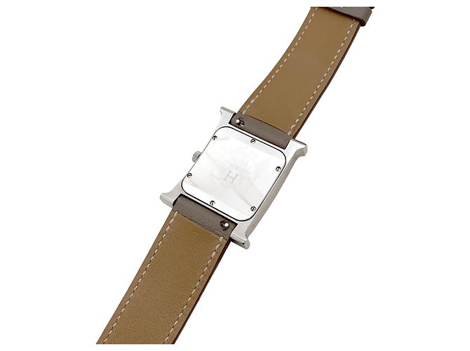 Relógio Hermès, "Heure H", aço com couro. - vista 4
