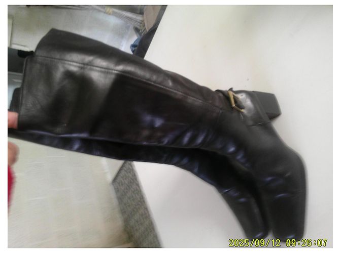 Sergio Rossi Hohe Schwarze Lederstiefel Blockabsatz - Ansicht 3