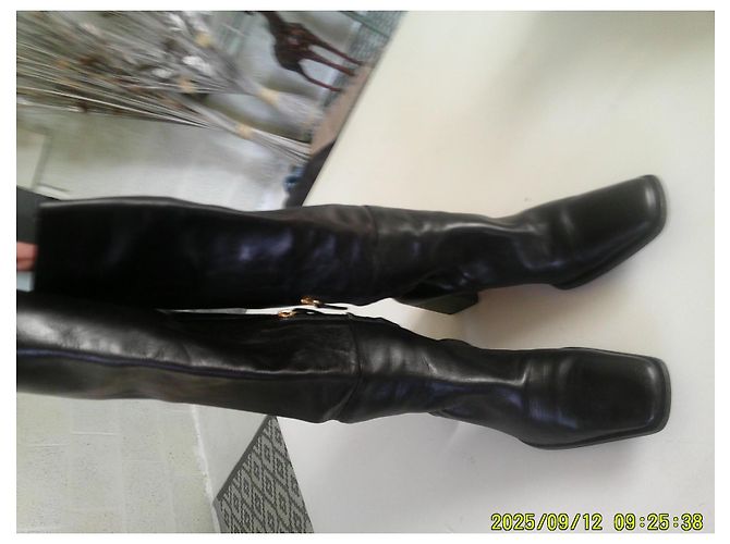 Sergio Rossi Hohe Schwarze Lederstiefel Blockabsatz - Ansicht 8