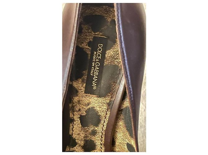 Dolce & Gabbana Braune Leder-Pumps mit Leopardenprint - Ansicht 9
