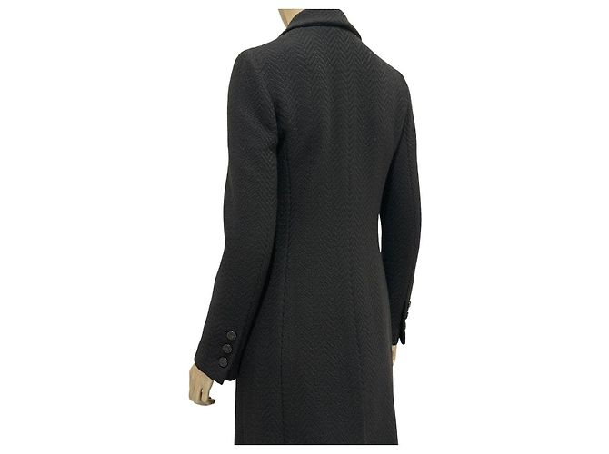 Abrigo de lana con estampado de espiga Chanel Otoño 2006 - FR 38 de segunda mano - vista 3