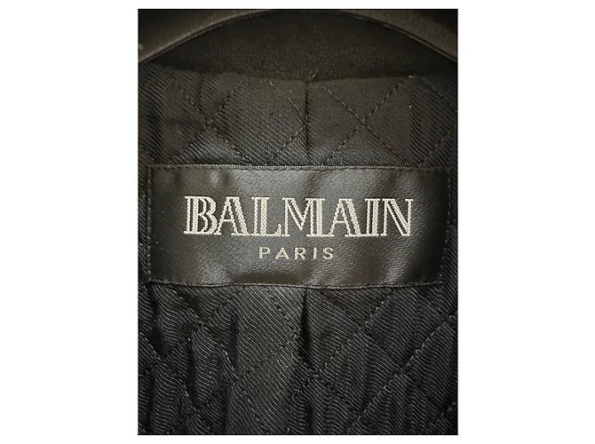 Autre Marque Balmain Paris Black Goatskin Leather Biker Jacket Sz.38 Pre-owned - view 4