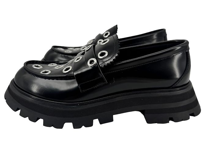 Alexander McQueen — Mocasines de Piel Negra, T.38 - vista 4