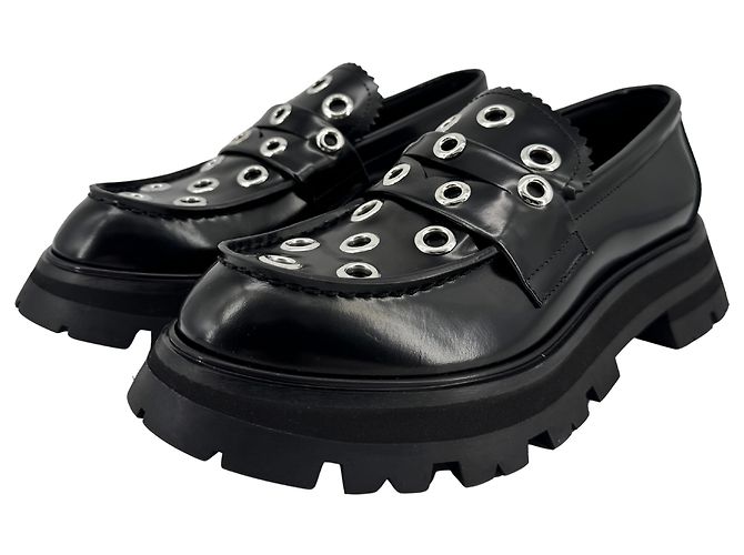 Alexander McQueen — Mocasines de Piel Negra, T.38 - vista 5