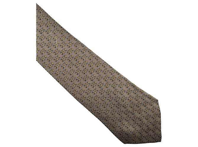 Hermès — Cravatta in Twill Grigio, Catene e Maglie - vista 2
