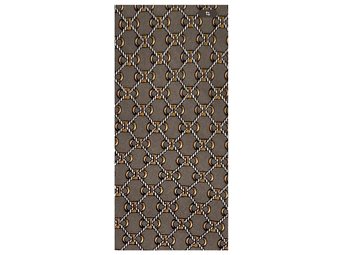 Hermès — Cravatta in Twill Grigio, Catene e Maglie - vista 9