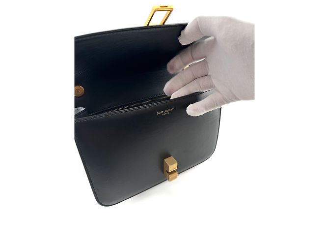 Saint Laurent — Le Carré Satchel, Pelle Nera - vista 11