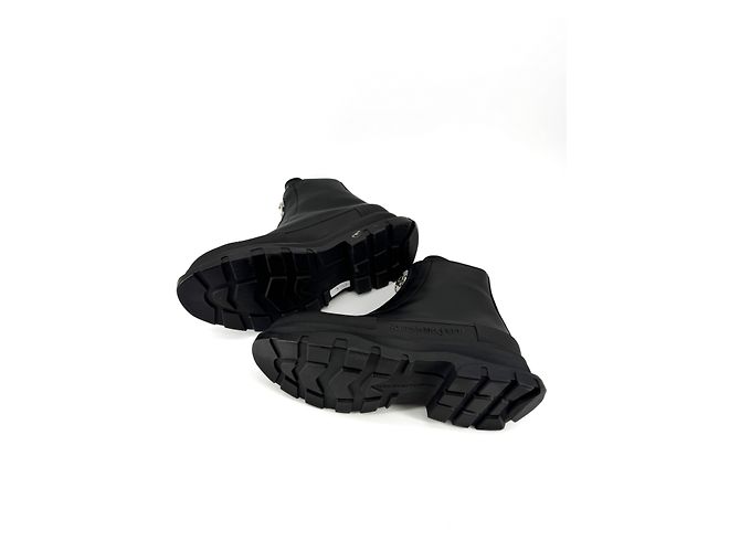 Alexander McQueen — Tread Slick Zip Boot, Cuir Noir - vista 7