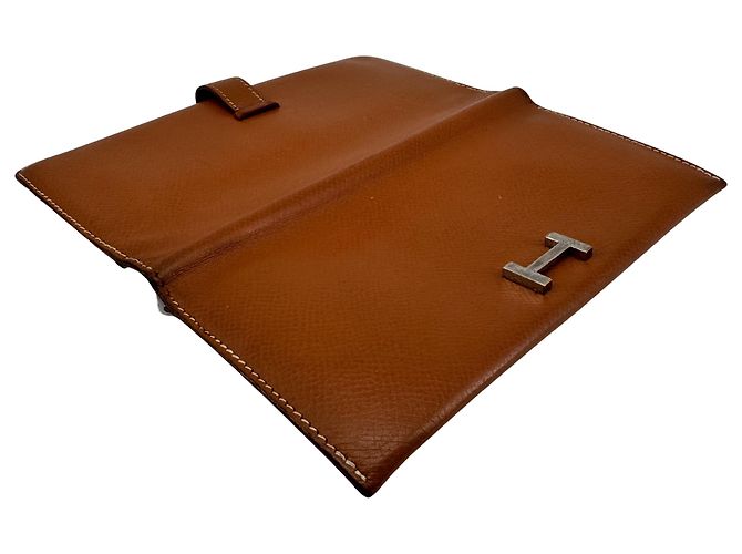 Hermès Béarn Soufflet — Epsom Leder Gold, Palladium H-Verschluss - Ansicht 12