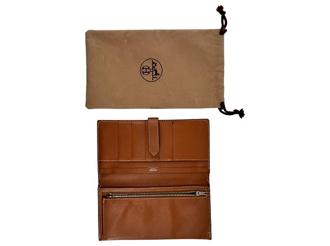 Hermès Béarn Soufflet — Epsom Leder Gold, Palladium H-Verschluss - Ansicht 13