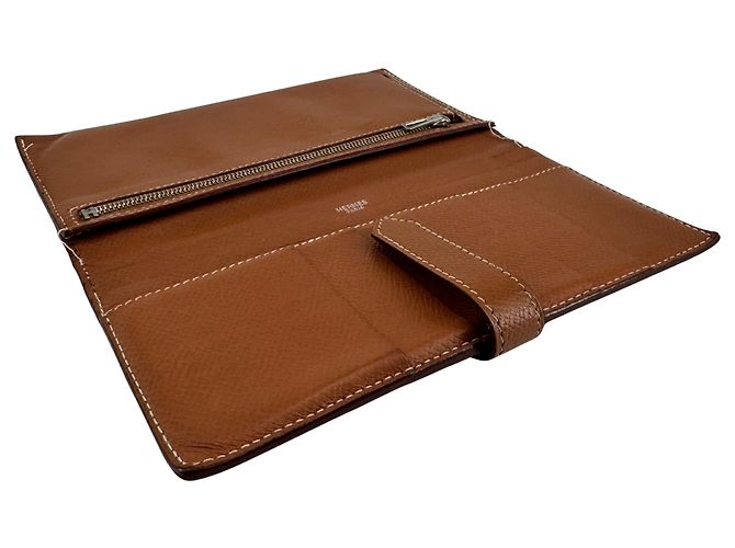 Hermès Béarn Soufflet — Epsom Leder Gold, Palladium H-Verschluss - Ansicht 9