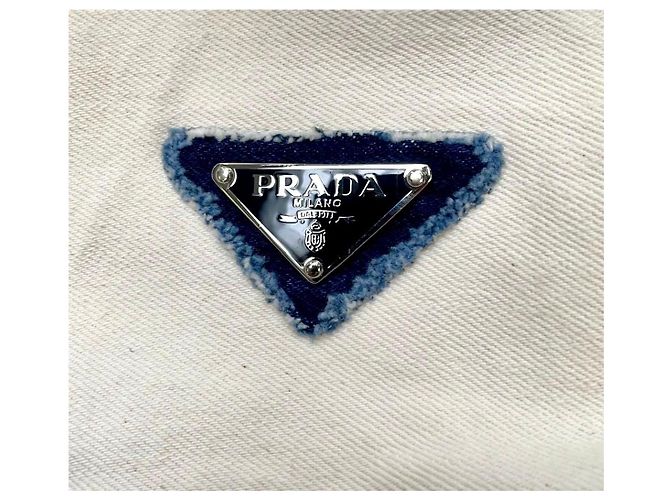 Prada Giacca di cotone bianca con dettagli in denim - vista 13